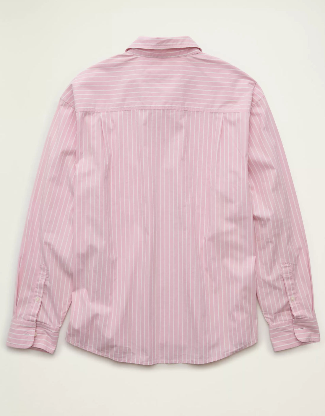 Relaxed Fit Striped Poplin Mens Long Sleeve Button‑Up Shirt