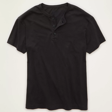 Vintage Relaxed Henley Neck Mens Short Sleeve T‑Shirt